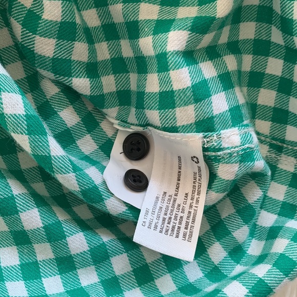 Green gingham button down cotton long sleeve shirt slim fit large - Picture 14 of 14